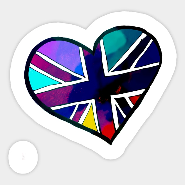 Discolored Union Jack Heart Sticker by lolosenese